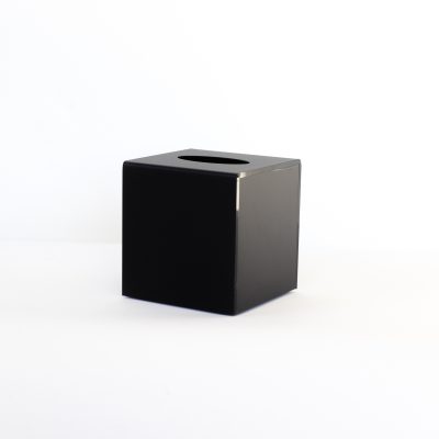 Acrylic square matte black tissue box