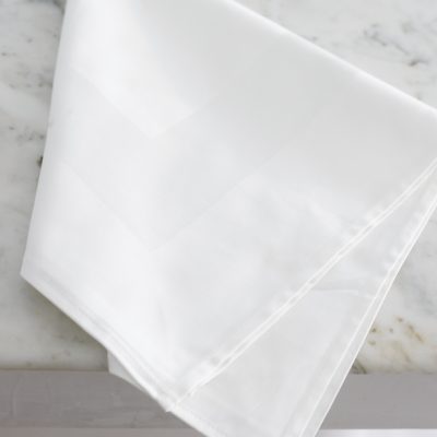 Satin band white serviette clothing protector