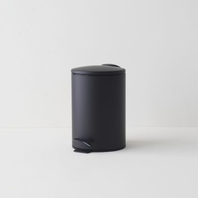 Round matte black pedal bin
