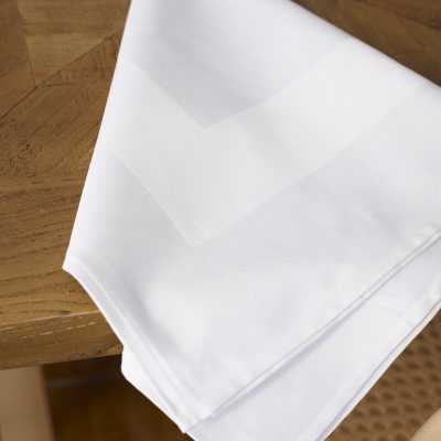 Satin band cotton white serviette